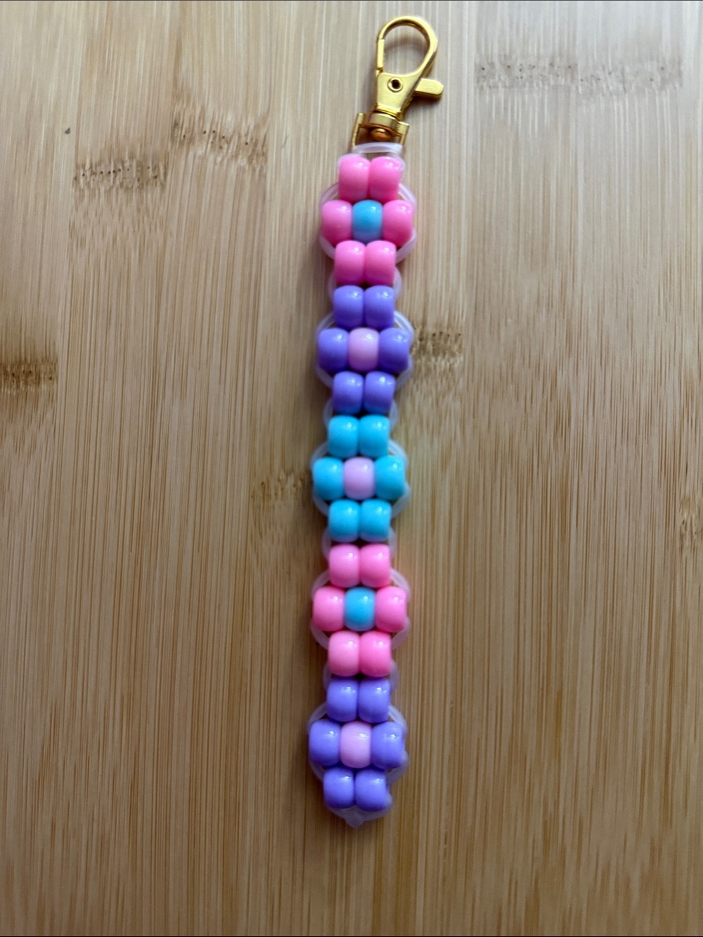 Pink, Purple & Teal Beaded Keychain Clip for Kids